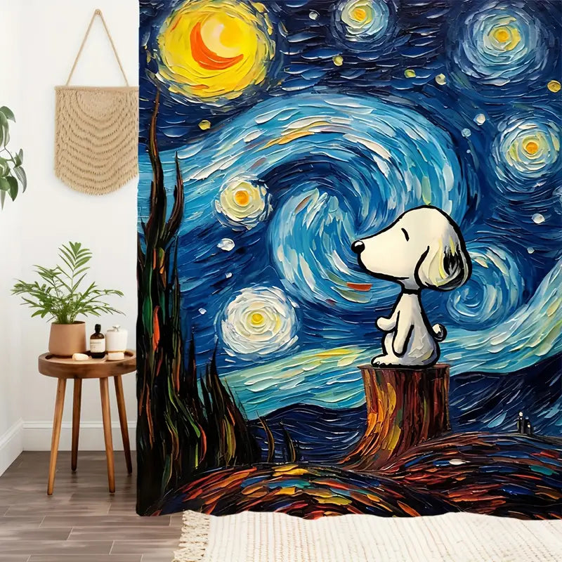 Cortina Baño Snoopy Starry night