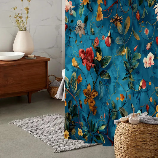 Cortina Baño Floral Blue