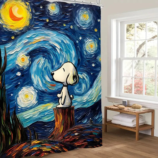 Cortina Baño Snoopy Starry night