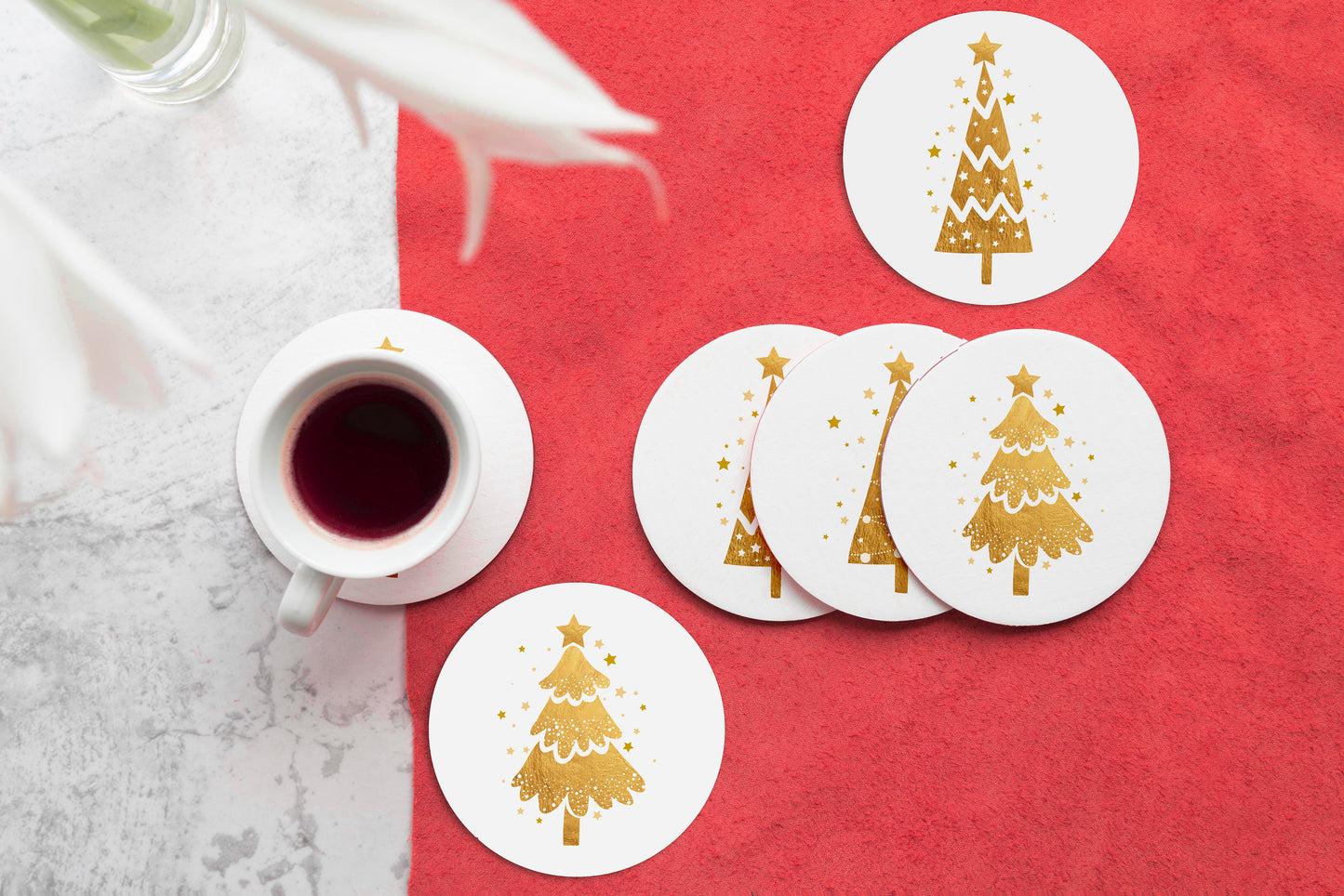 Set Posavasos / Xmas Tree Gold