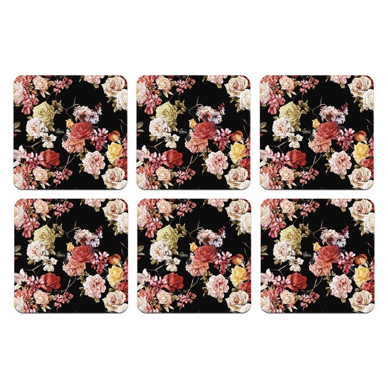 Set Posavasos / Flower Sky Black